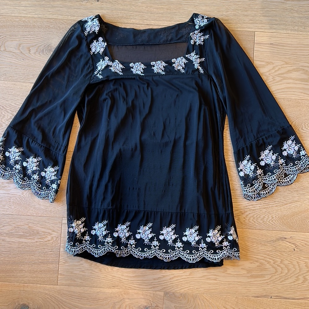 Beautiful black semi sheer top